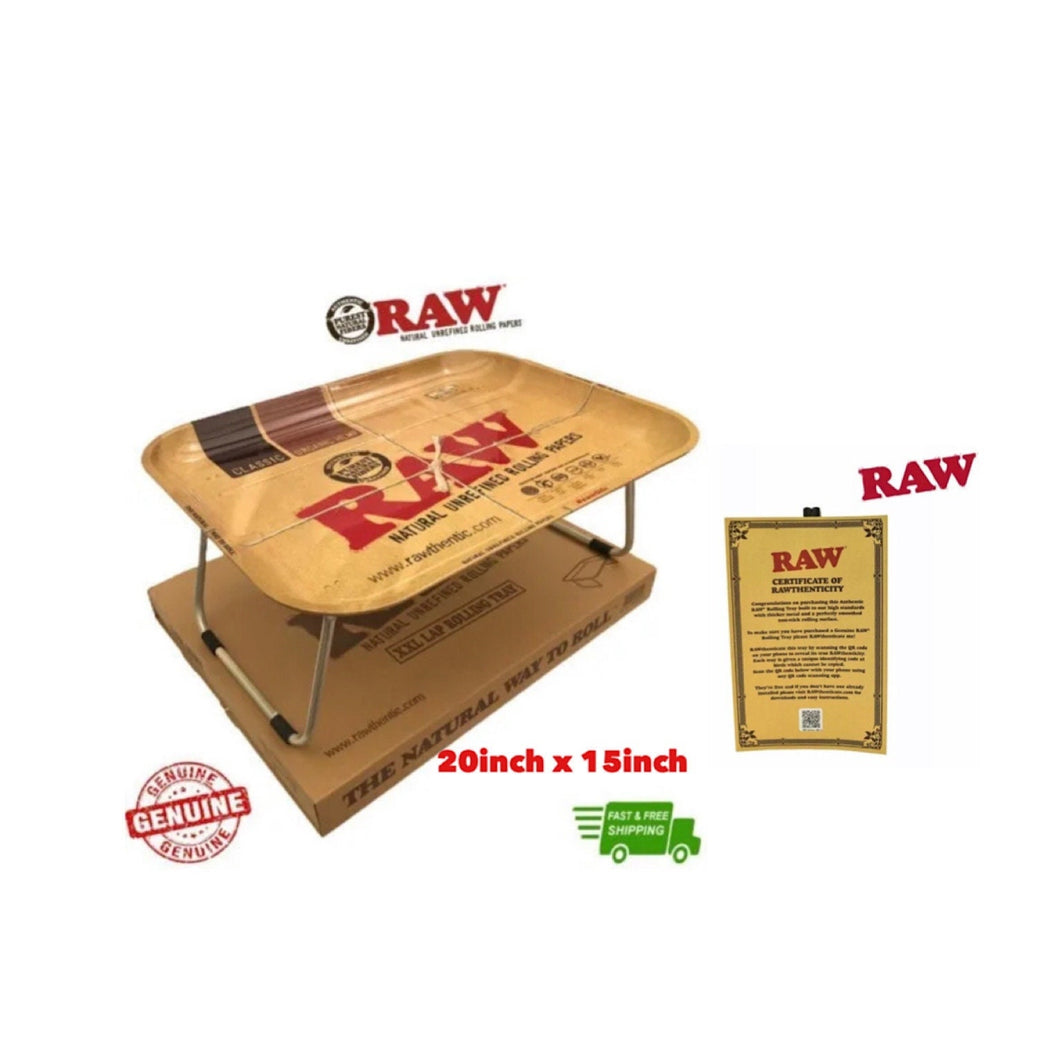 RAW Dinner Lap Rolling Tray XXL   20’’x15’’  LAP Rolling Tray with foldable Stand