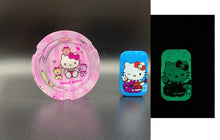 Load image into Gallery viewer, hello kitty lighter | red flame | glow in dark lighter | hello kitty figure lighter | hello kitty pink  glass ashtray | refillable lighter|
