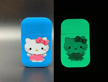 Load image into Gallery viewer, hello kitty lighter | hello kitty lighter white | blue glow in dark lighter | refillable lighter| red flame torch
