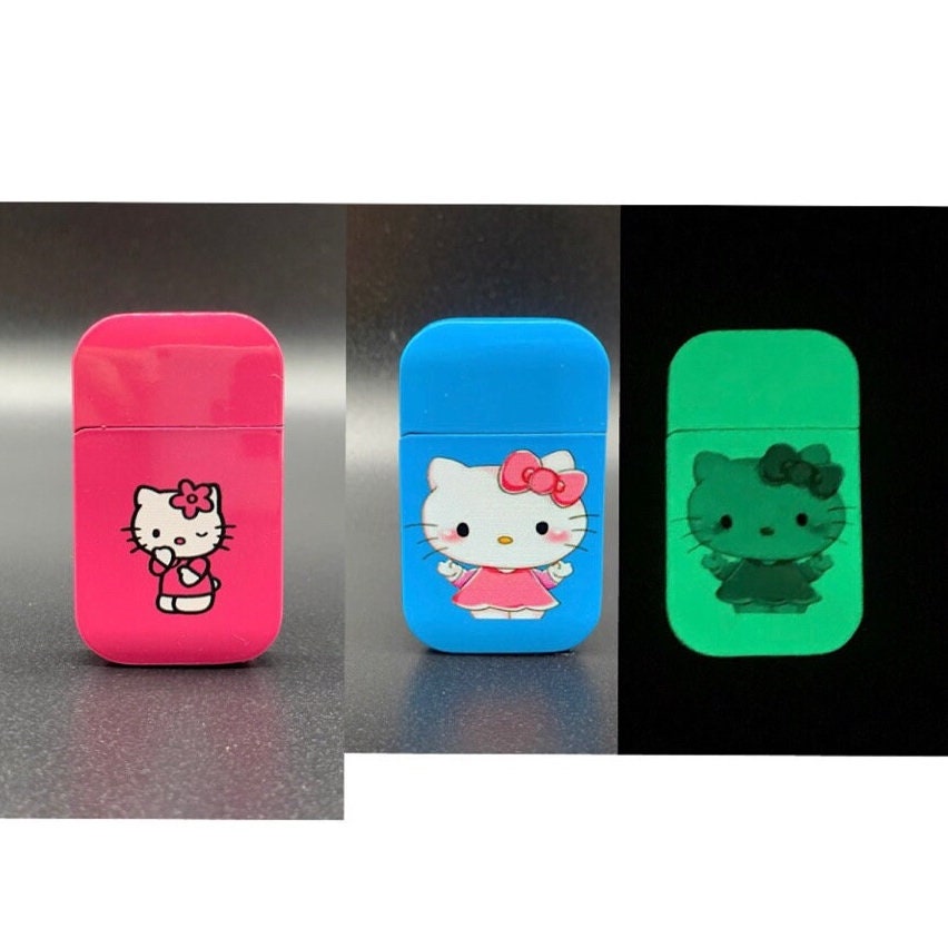 hello kitty lighter | hello kitty lighter pink | blue glow in dark lighter | refillable lighter| red flame torch