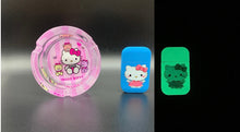 Load image into Gallery viewer, hello kitty lighter | red flame | glow in dark lighter | hello kitty figure lighter | hello kitty pink  glass ashtray | refillable lighter|
