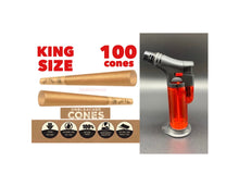 Load image into Gallery viewer, Zig Zag pre rolled cone king size 50pk | 100pk | 200pk | 300pk + jet flame refillable torch lighter RED color

