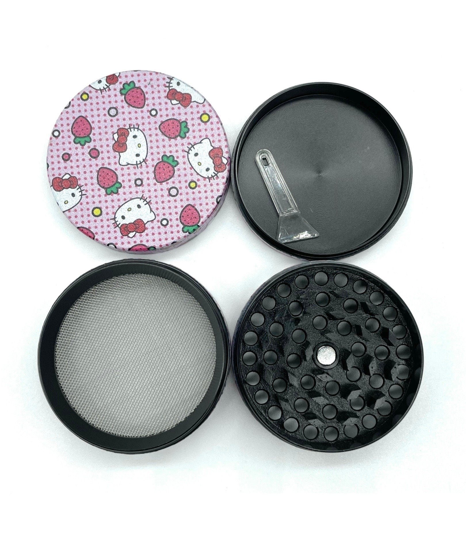 Pink hello kitty strawberry herb grinder | 2 Inch 4 Piece Large
