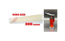 Load image into Gallery viewer, RAW organic  pre rolled cone KING size  50pk | 100pk | 200pk + jet flame refillable torch lighter RED color
