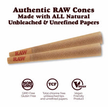 Load image into Gallery viewer, RAW cone king size classic Pre-rolled cones with grinder
